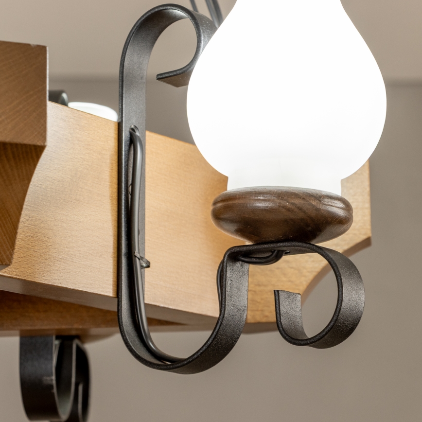 Brilagi - Pendel med kædeophæng QUEEN 3xE14/40W/230V bøg/valnød