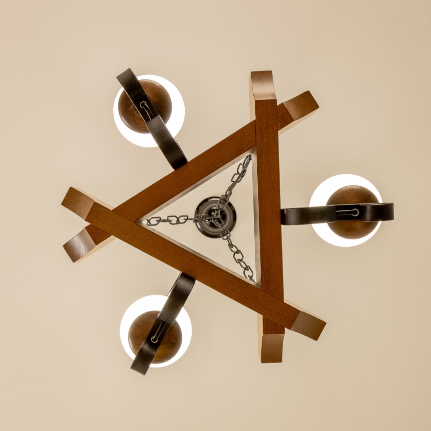 Brilagi - Pendel med kædeophæng QUEEN 3xE14/40W/230V bøg/valnød