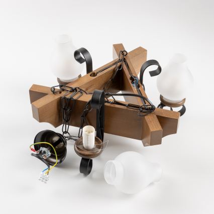 Brilagi - Pendel med kædeophæng QUEEN 3xE14/40W/230V bøg/valnød