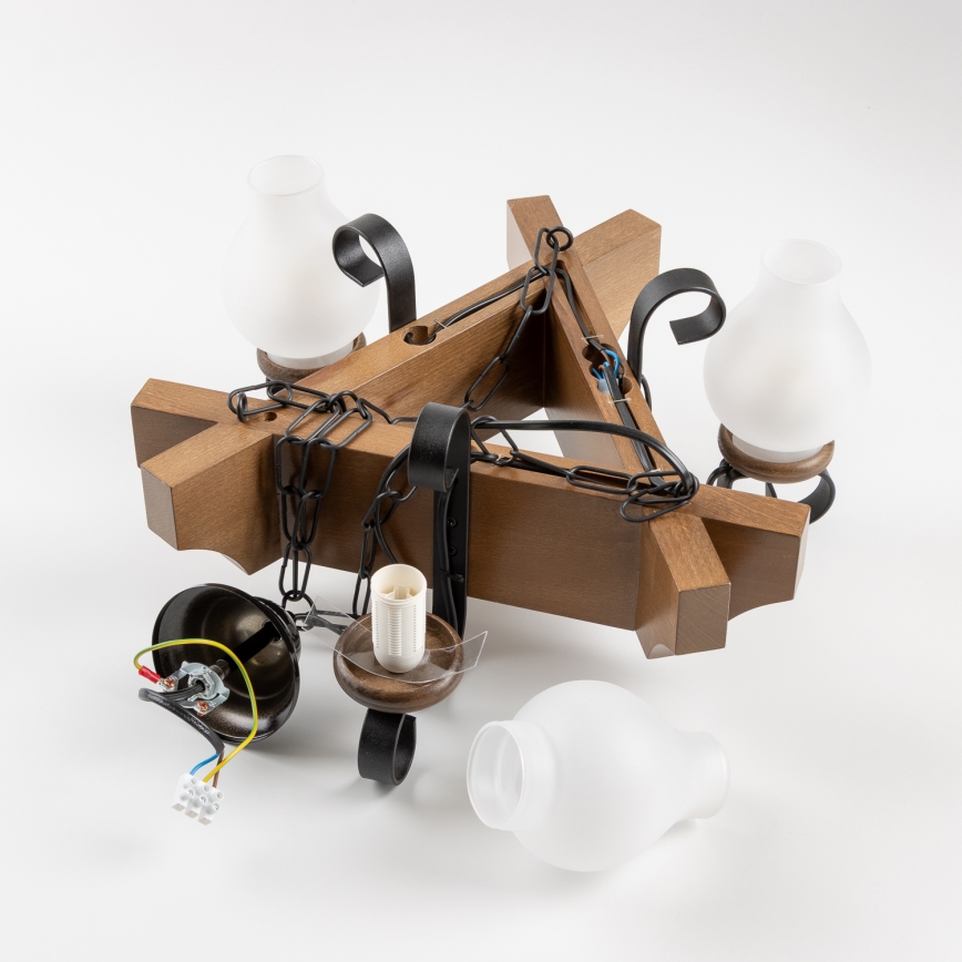 Brilagi - Pendel med kædeophæng QUEEN 3xE14/40W/230V bøg/valnød