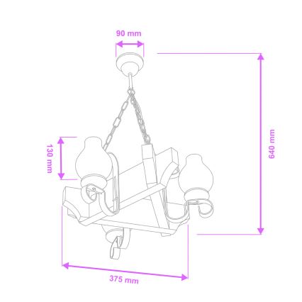 Brilagi - Pendel med kædeophæng QUEEN 3xE14/40W/230V bøg/valnød