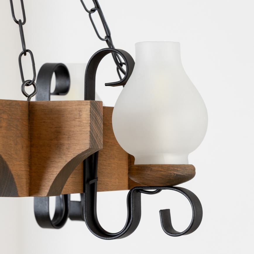 Brilagi - Pendel med kædeophæng QUEEN 4xE14/40W/230V bøg