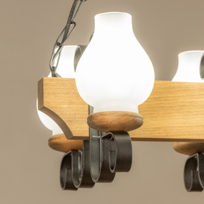 Brilagi - Pendel med kædeophæng QUEEN 4xE14/40W/230V bøg