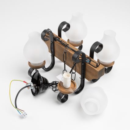 Brilagi - Pendel med kædeophæng QUEEN 4xE14/40W/230V bøg