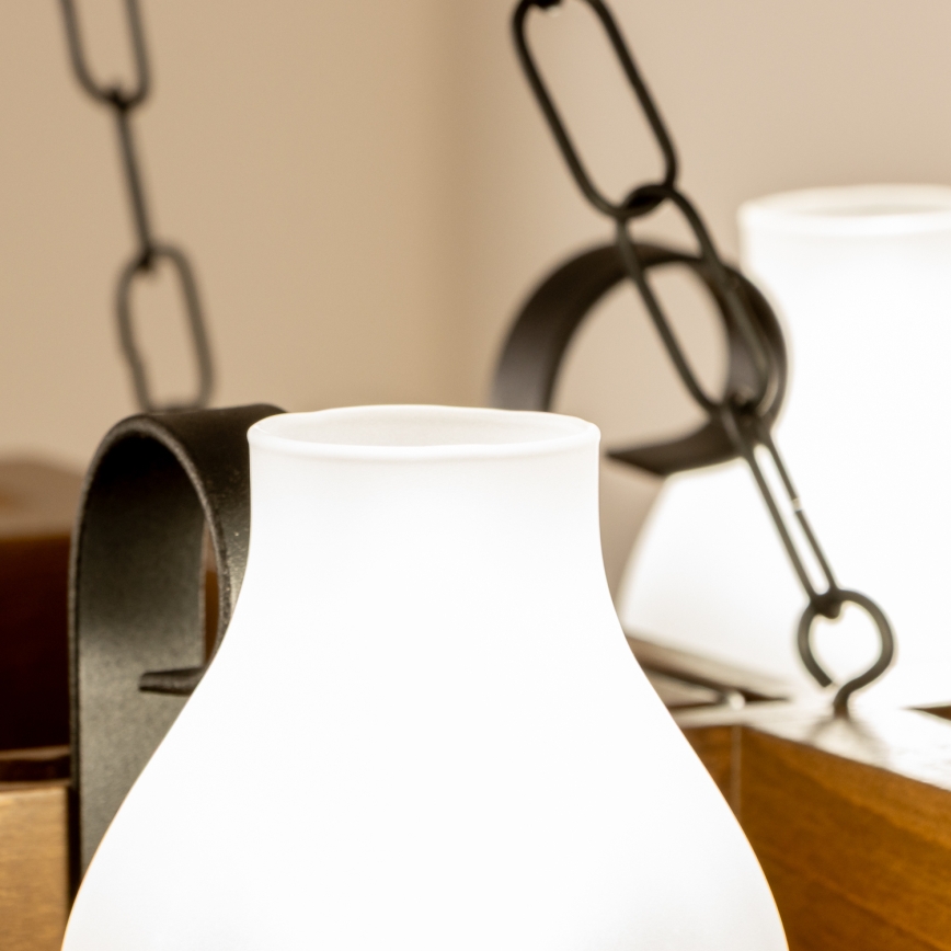 Brilagi - Pendel med kædeophæng QUEEN 4xE14/40W/230V bøg/valnød