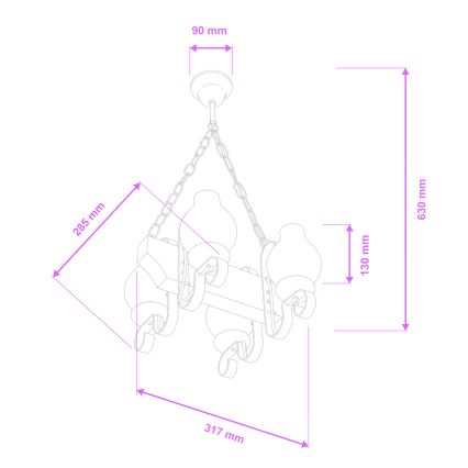 Brilagi - Pendel med kædeophæng QUEEN 4xE14/40W/230V bøg/valnød