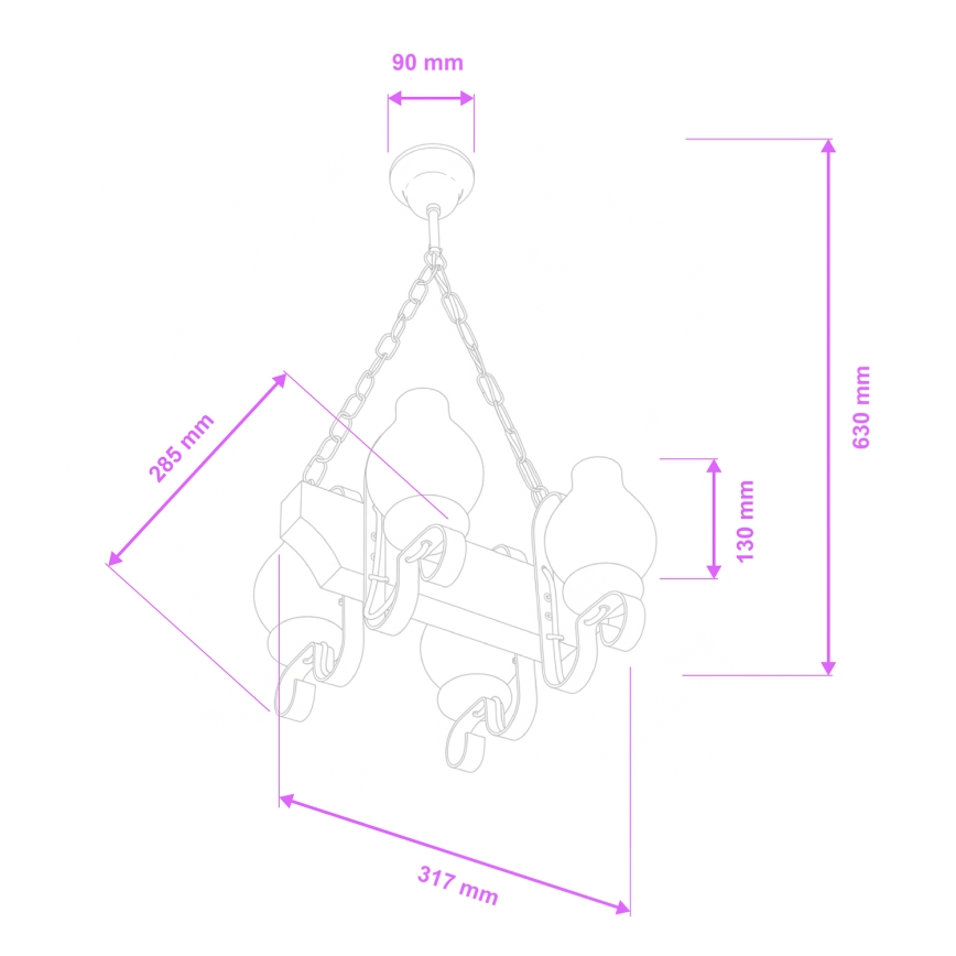 Brilagi - Pendel med kædeophæng QUEEN 4xE14/40W/230V bøg/valnød