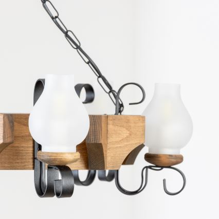 Brilagi - Pendel med kædeophæng QUEEN 6xE14/40W/230V bøg