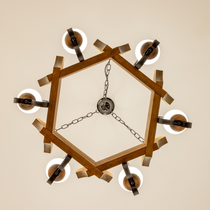 Brilagi - Pendel med kædeophæng QUEEN 6xE14/40W/230V bøg