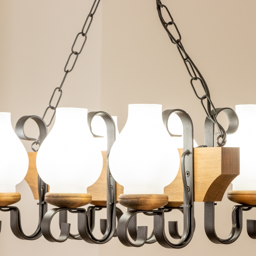 Brilagi - Pendel med kædeophæng QUEEN 6xE14/40W/230V bøg