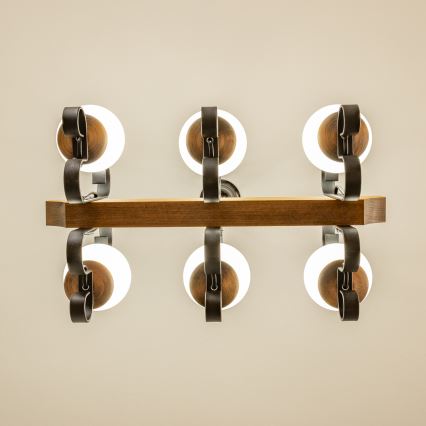 Brilagi - Pendel med kædeophæng QUEEN 6xE14/40W/230V bøg