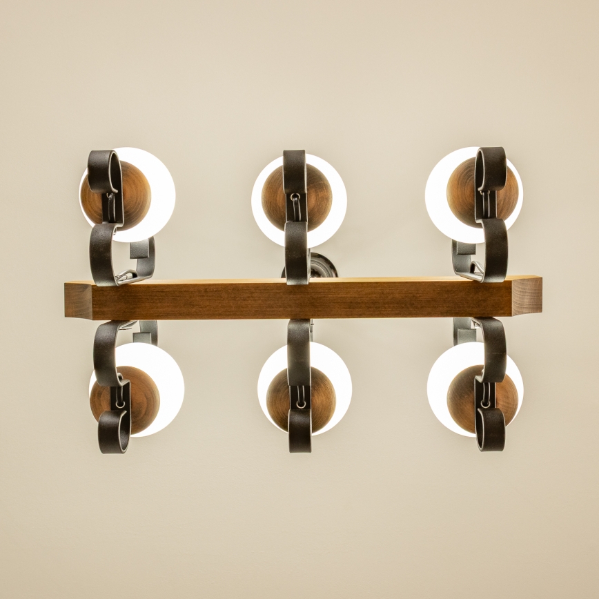 Brilagi - Pendel med kædeophæng QUEEN 6xE14/40W/230V bøg