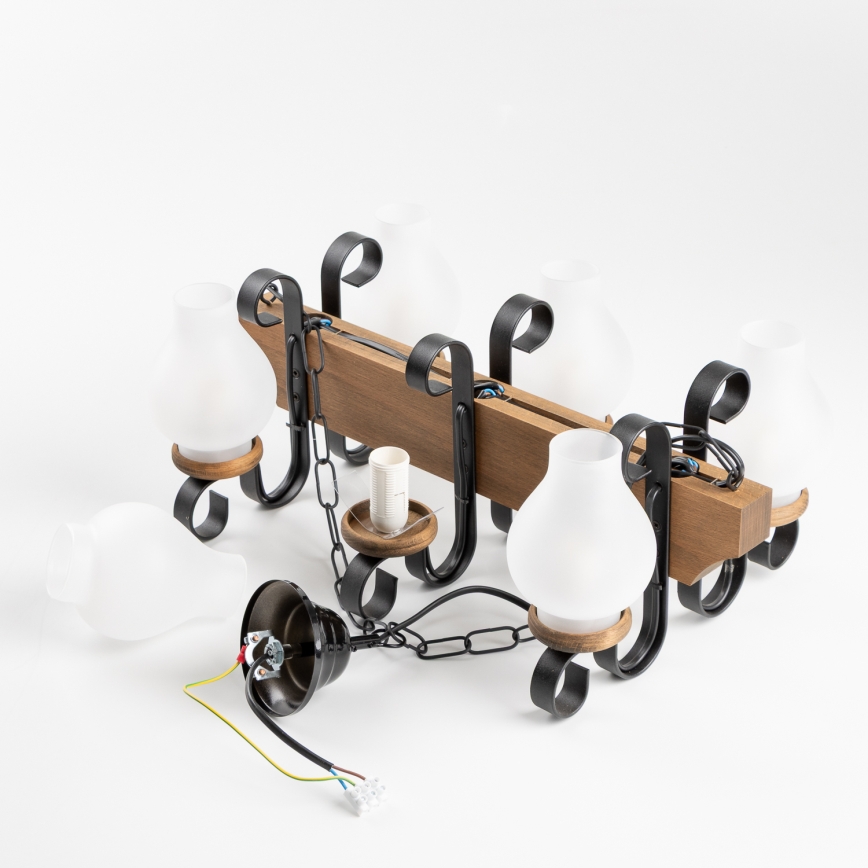 Brilagi - Pendel med kædeophæng QUEEN 6xE14/40W/230V bøg