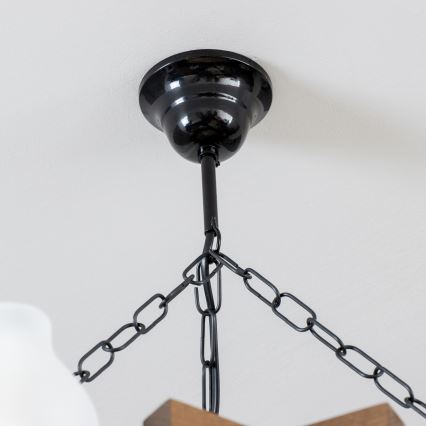 Brilagi - Pendel med kædeophæng QUEEN 6xE14/40W/230V bøg/valnød