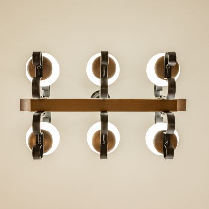 Brilagi - Pendel med kædeophæng QUEEN 6xE14/40W/230V bøg/valnød