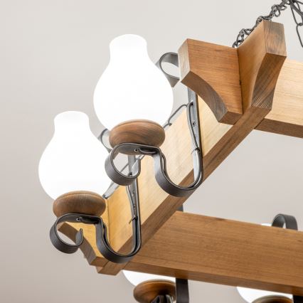 Brilagi - Pendel med kædeophæng QUEEN 8xE14/40W/230V bøg