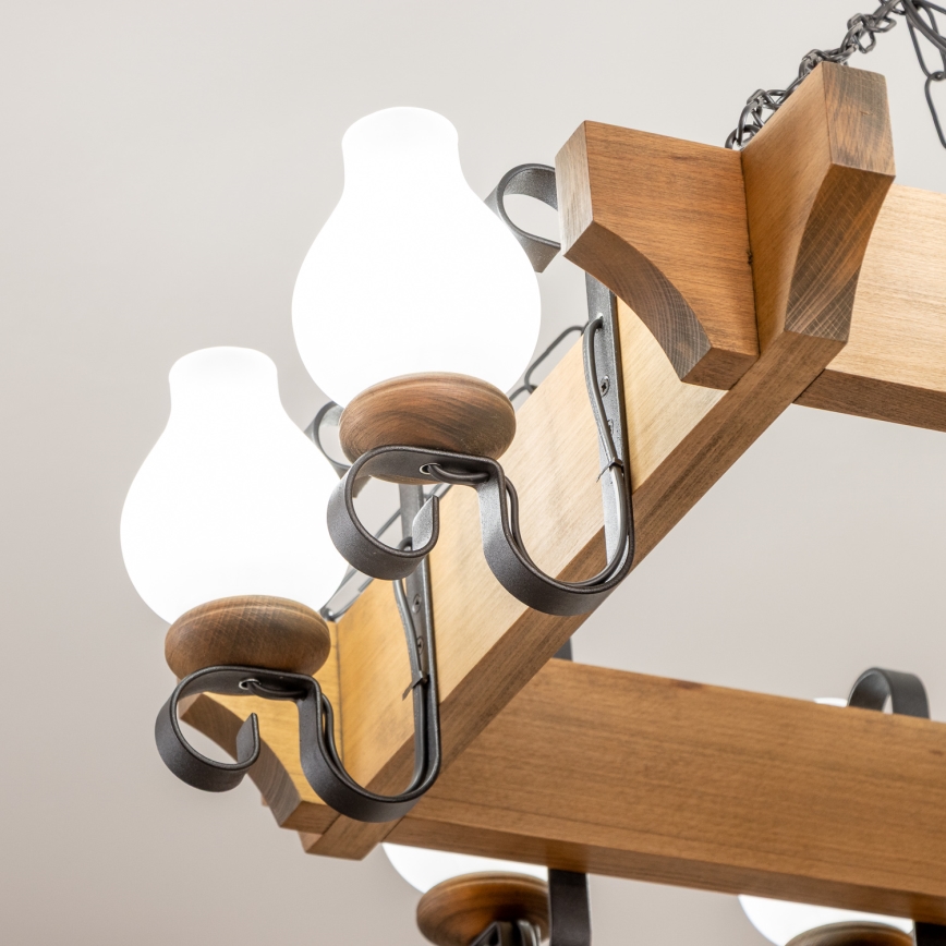 Brilagi - Pendel med kædeophæng QUEEN 8xE14/40W/230V bøg