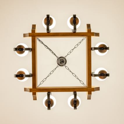 Brilagi - Pendel med kædeophæng QUEEN 8xE14/40W/230V bøg