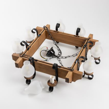 Brilagi - Pendel med kædeophæng QUEEN 8xE14/40W/230V bøg