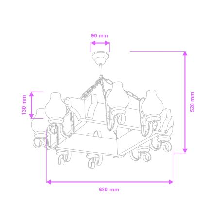 Brilagi - Pendel med kædeophæng QUEEN 8xE14/40W/230V bøg