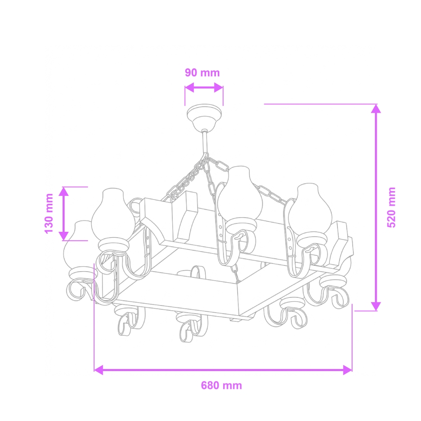 Brilagi - Pendel med kædeophæng QUEEN 8xE14/40W/230V bøg