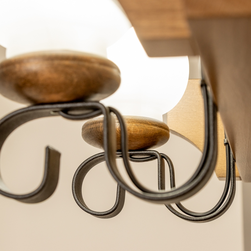 Brilagi - Pendel med kædeophæng QUEEN 8xE14/40W/230V bøg/valnød