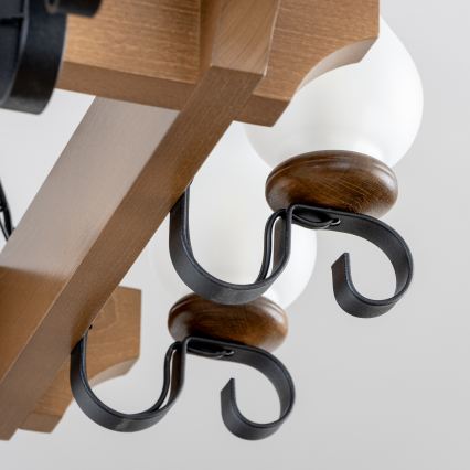 Brilagi - Pendel med kædeophæng QUEEN 8xE14/40W/230V bøg/valnød