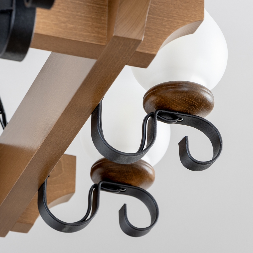 Brilagi - Pendel med kædeophæng QUEEN 8xE14/40W/230V bøg/valnød