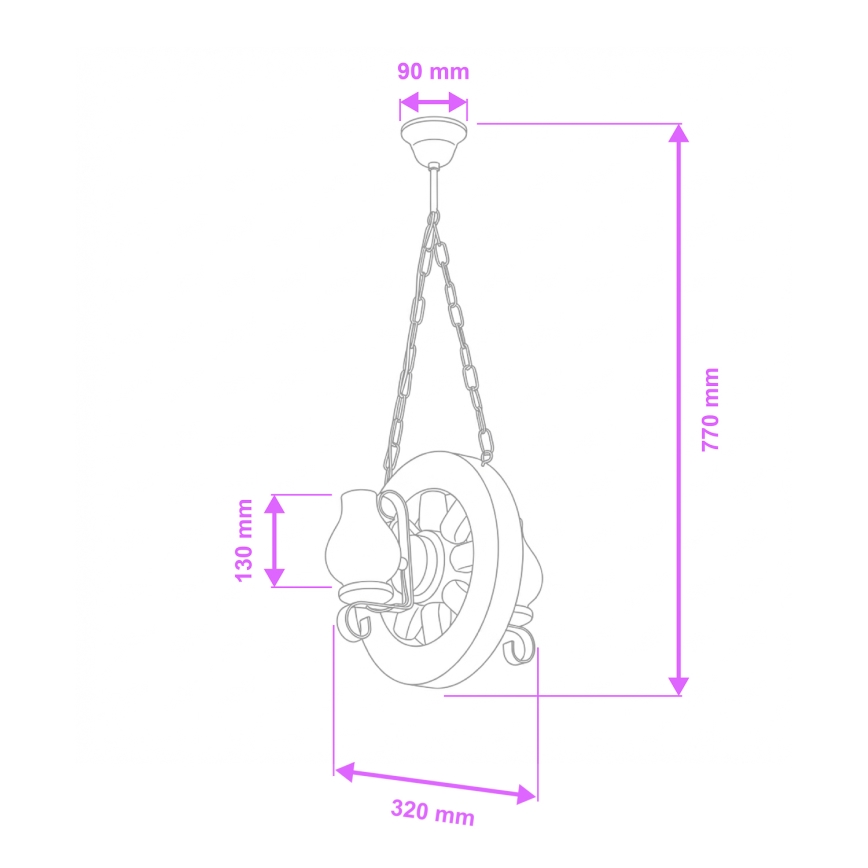 Brilagi - Pendel med kædeophæng ROATA 2xE14/40W/230V bøg