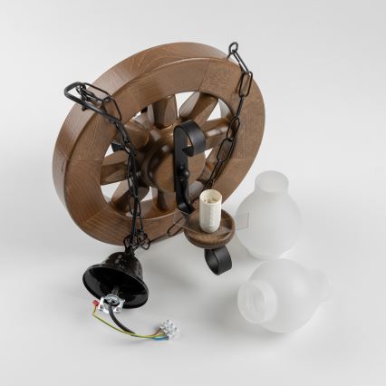 Brilagi - Pendel med kædeophæng ROATA 2xE14/40W/230V bøg/valnød