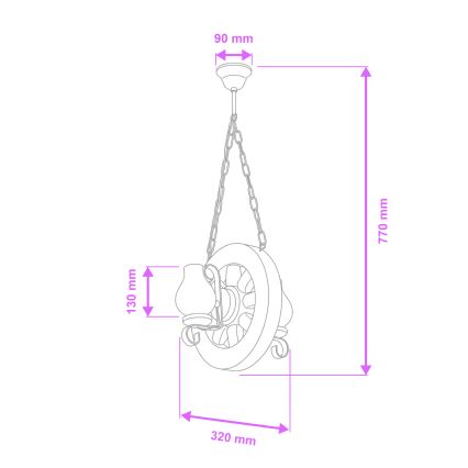 Brilagi - Pendel med kædeophæng ROATA 2xE14/40W/230V bøg/valnød