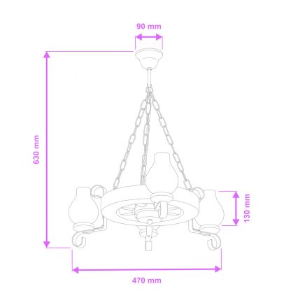 Brilagi - Pendel med kædeophæng ROATA 3xE14/40W/230V bøg