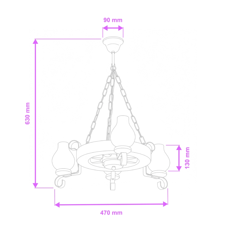 Brilagi - Pendel med kædeophæng ROATA 3xE14/40W/230V bøg