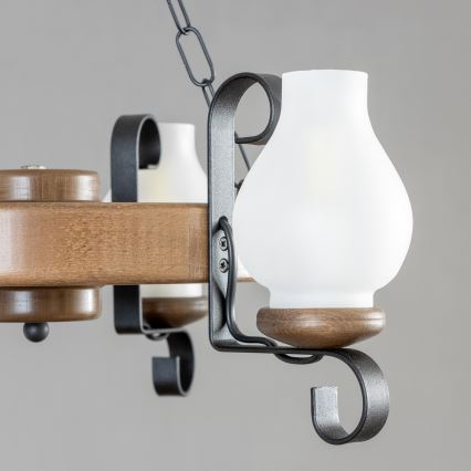 Brilagi - Pendel med kædeophæng ROATA 3xE14/40W/230V bøg/valnød