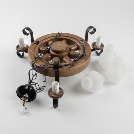 Brilagi - Pendel med kædeophæng ROATA 3xE14/40W/230V bøg/valnød