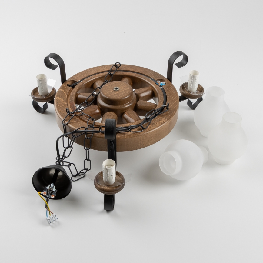 Brilagi - Pendel med kædeophæng ROATA 3xE14/40W/230V bøg/valnød