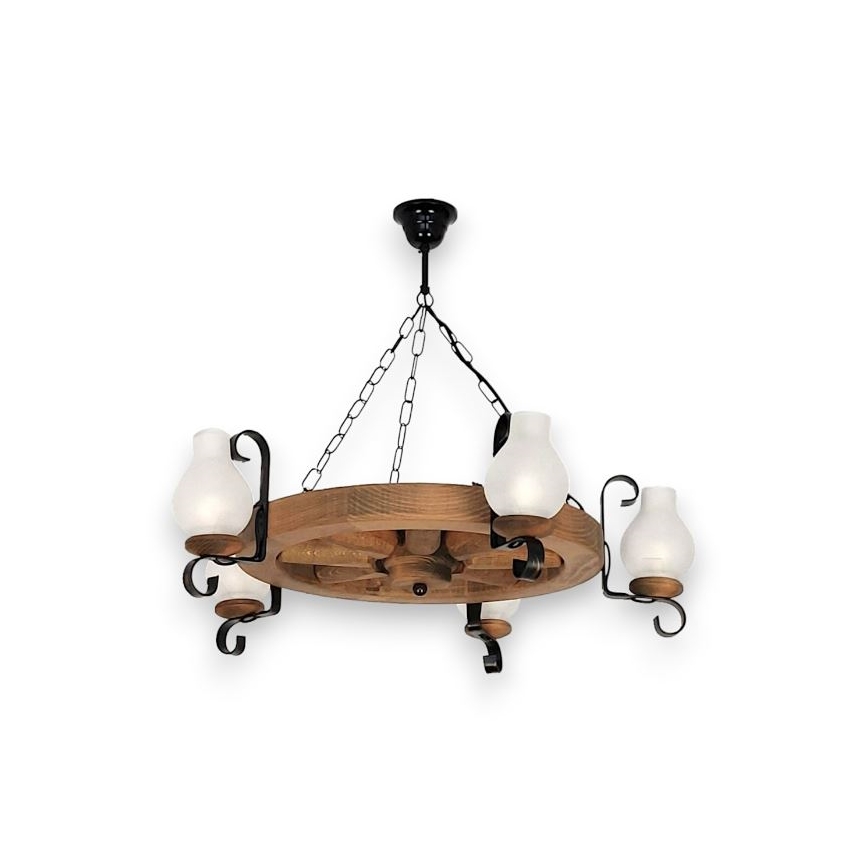 Brilagi - Pendel med kædeophæng ROATA 5xE14/40W/230V bøg