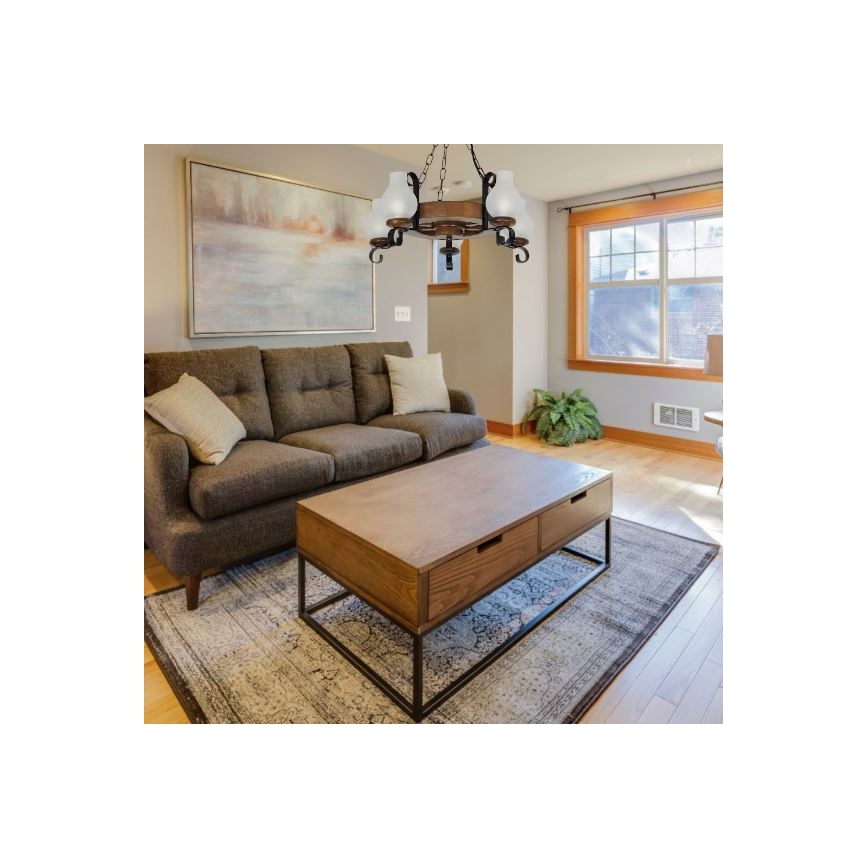 Brilagi - Pendel med kædeophæng ROATA 5xE14/40W/230V bøg/valnød