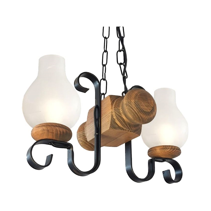 Brilagi - Pendel med kædeophæng RUSTIC 2xE14/40W/230V bøg