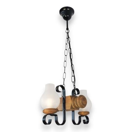 Brilagi - Pendel med kædeophæng RUSTIC 2xE14/40W/230V bøg