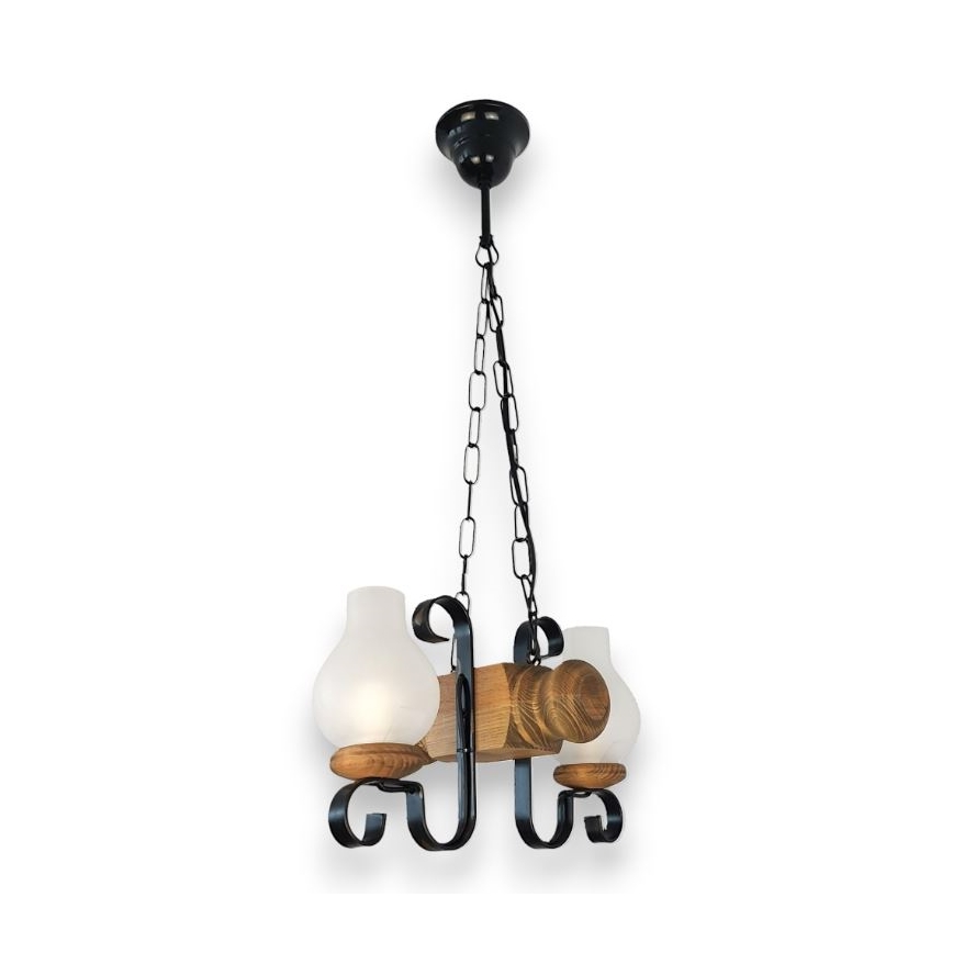 Brilagi - Pendel med kædeophæng RUSTIC 2xE14/40W/230V bøg