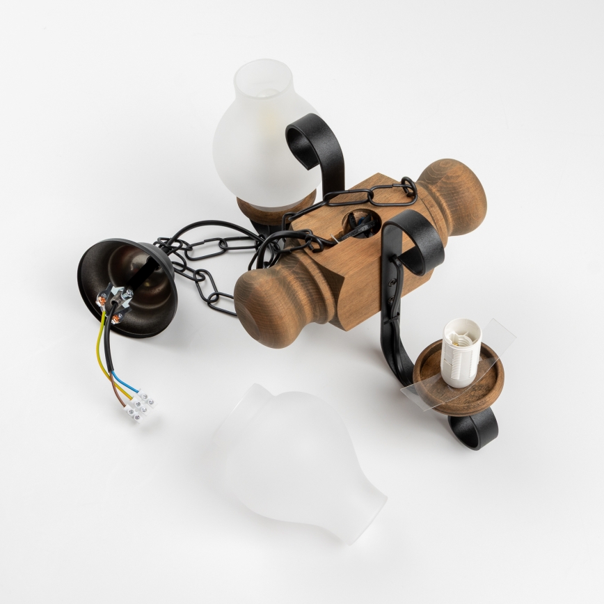 Brilagi - Pendel med kædeophæng RUSTIC 2xE14/40W/230V bøg