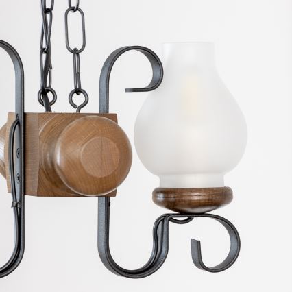 Brilagi - Pendel med kædeophæng RUSTIC 2xE14/40W/230V bøg/valnød