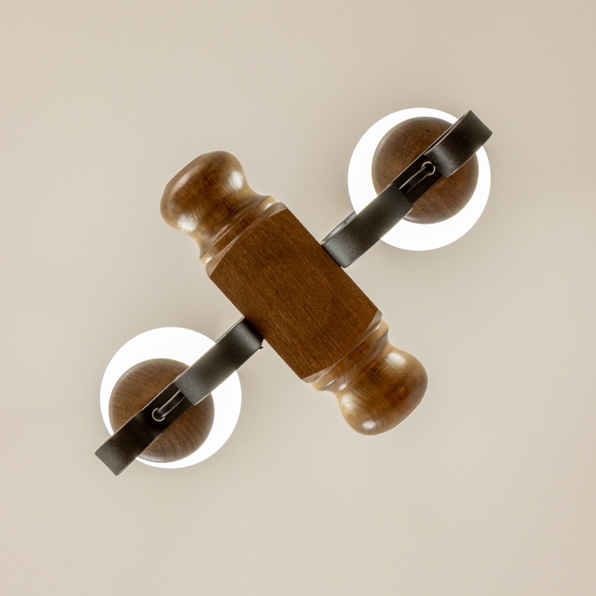 Brilagi - Pendel med kædeophæng RUSTIC 2xE14/40W/230V bøg/valnød