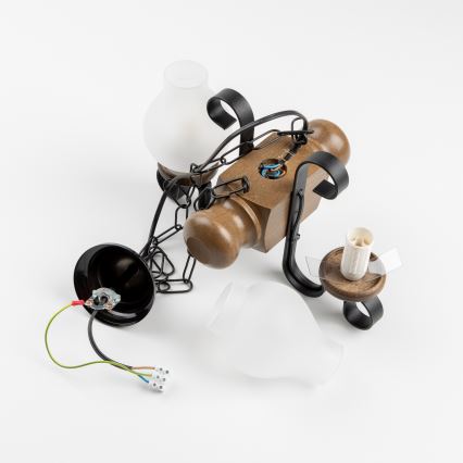 Brilagi - Pendel med kædeophæng RUSTIC 2xE14/40W/230V bøg/valnød