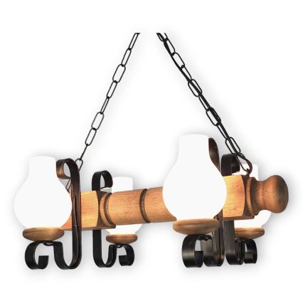 Brilagi - Pendel med kædeophæng RUSTIC 4xE14/40W/230V bøg