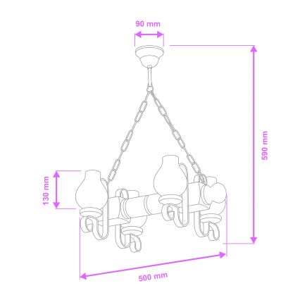 Brilagi - Pendel med kædeophæng RUSTIC 4xE14/40W/230V bøg