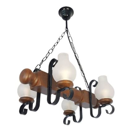Brilagi - Pendel med kædeophæng RUSTIC 4xE14/40W/230V bøg/valnød