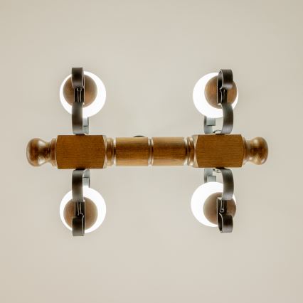 Brilagi - Pendel med kædeophæng RUSTIC 4xE14/40W/230V bøg/valnød