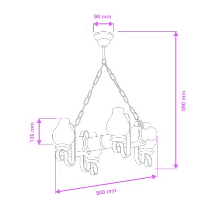 Brilagi - Pendel med kædeophæng RUSTIC 4xE14/40W/230V bøg/valnød